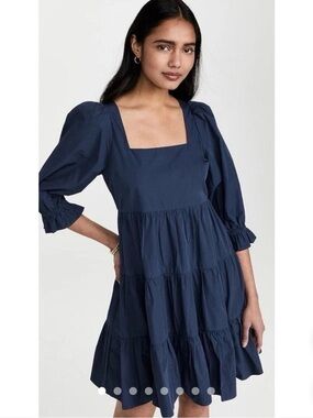 Madewell Poplin Lizzie Babydoll Dress Size 00 Puff Sleeve Mini